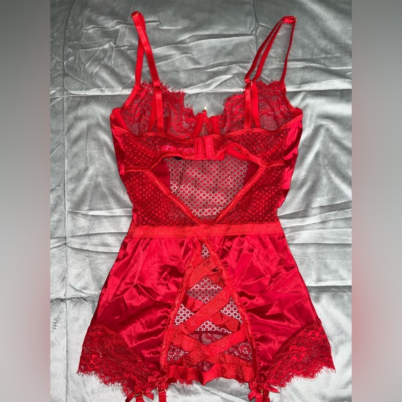 Fashion Nova Red Satin & Lace Chemise Lingerie Small - Picture 6 of 9